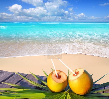 Caribbean paradise beach coconuts cocktail