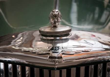 The vintage emblem car Jaguar