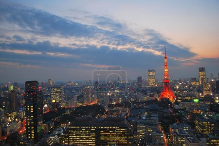 Cityscape view of metropolitan Tokyo city at dusk