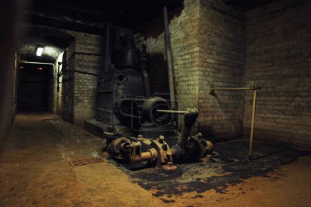 Old machinery in the dark building