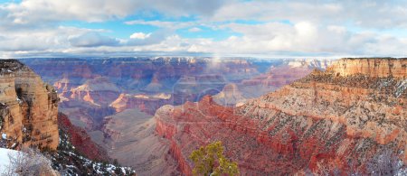 Grand Canyon panorama view in winter with snow
