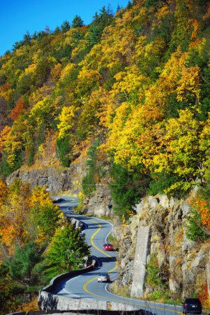 Autumn mountain with winding road