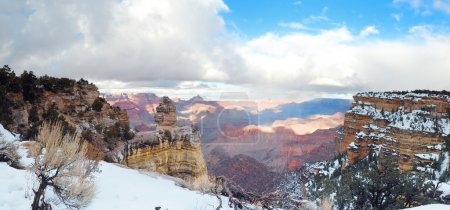 Grand Canyon panorama view in winter with snow