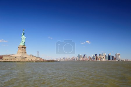 Statue of Liberty and New York City Manhattan
