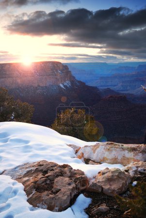 Grand Canyon sunrise in winter with snow