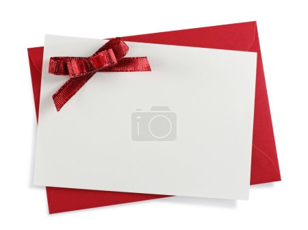 Red paper envelope with white card