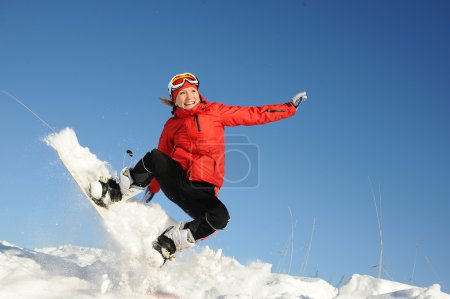Woman on snowboard