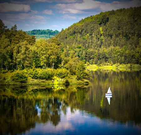 Yacht on o forested hill, pilichowice in Poland