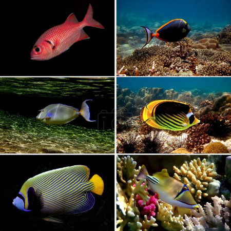 Tropical fish collection on white background