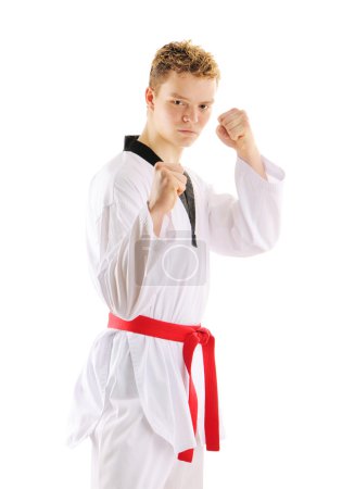 Man training taekwondo