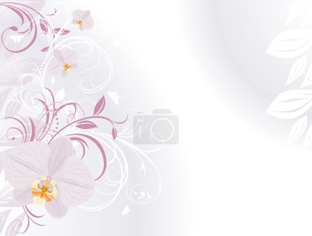 Orchids with decorative sprigs. Background for card
