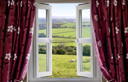 Open window with view across countryside