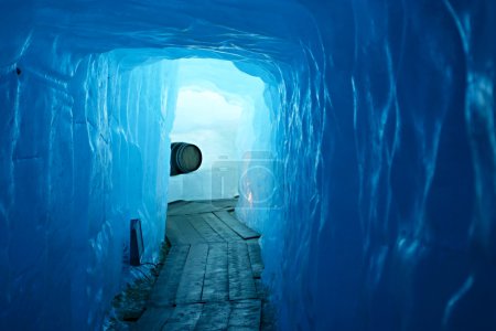 Tunnel in the ice inside Rhone glacier