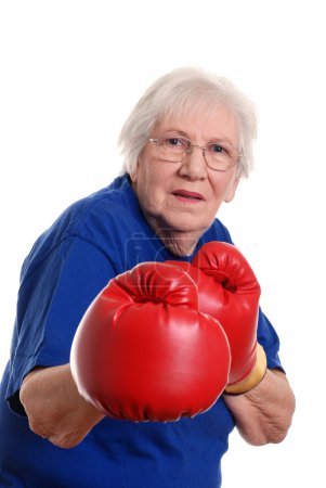Senior woman boxing