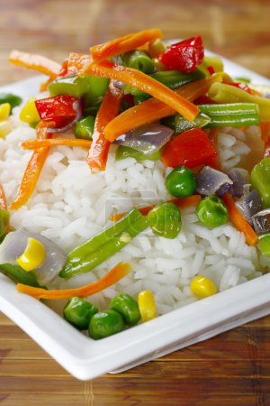 Rice with vegetables.