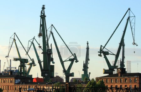 Cranes at historical shipyard in Gdansk,