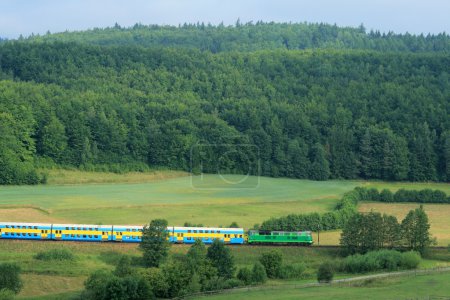 Passenger train passing through countrys