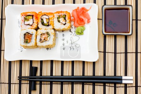 Sushi (rolls) on a plate