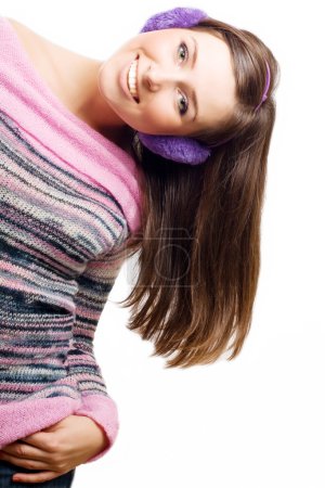 Happy beauty young woman with Headphones