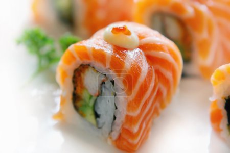 Sushi with salmon and lobster