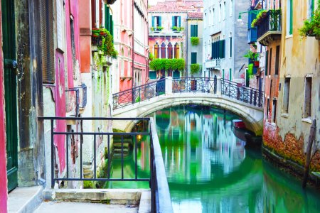 colorful canal in venice, italy 