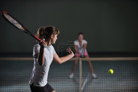Tennis game, Two girls
