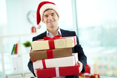 Businessman with presents