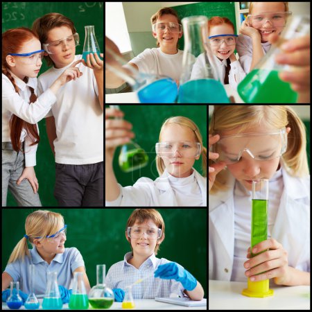 Children at chemistry lesson