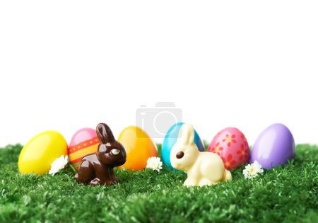 Easter egg and chocolate rabbits
