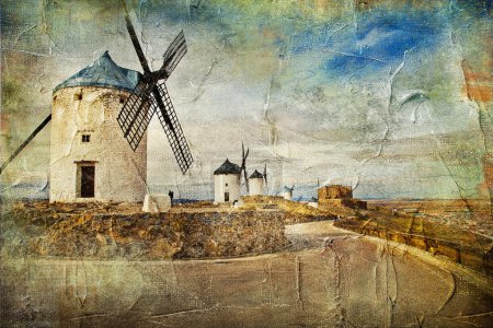 Windmills of Spain - picture in painting style