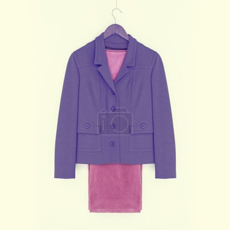Suit, purple jacket and pink pants, vintage look