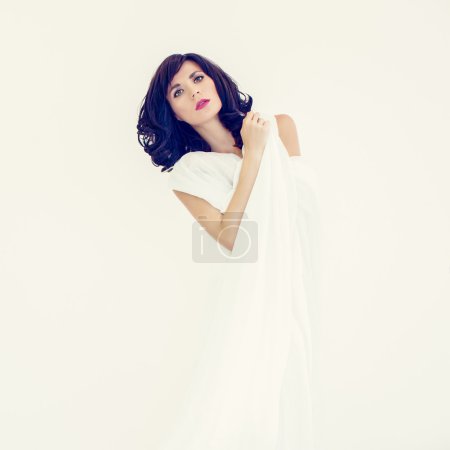 sensual girl in white dress