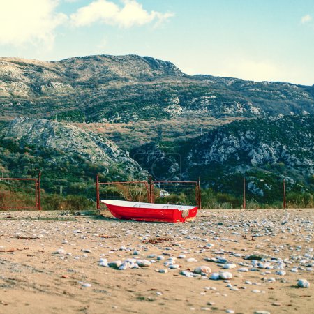 Landscapes of Montenegro, boat and rocks