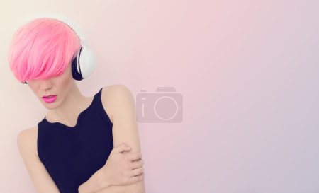 glamor sensual girl with headphones