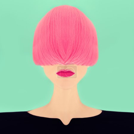 Fashion girl with pink hair.