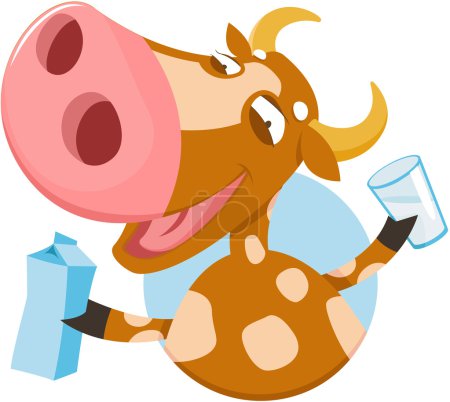 Funny cow with milk
