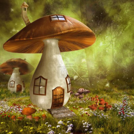 Colorful mushroom houses