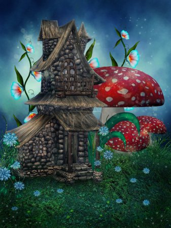 Fantasy house with mushrooms