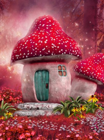 Pink mushroom house