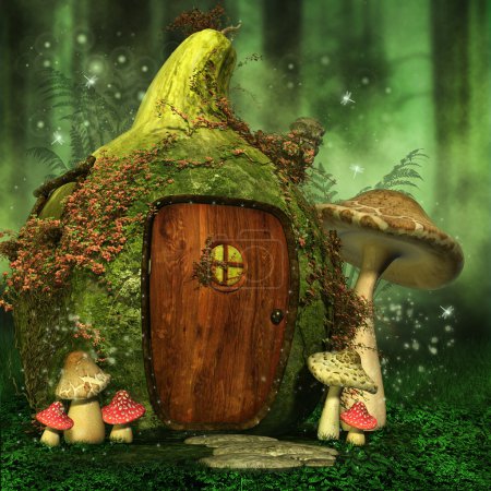 Little fairy house with mushrooms