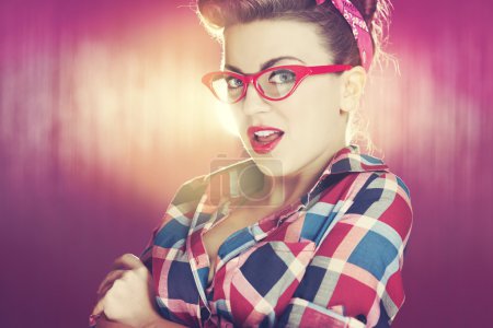 Sexy pin up girl with glasses