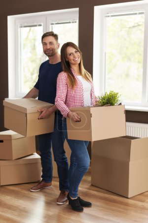 Couple during moving home