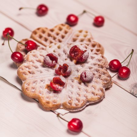 Waffles with cherry