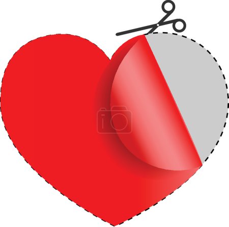 Vector illustration of Scissors. Vector sticker. Heart