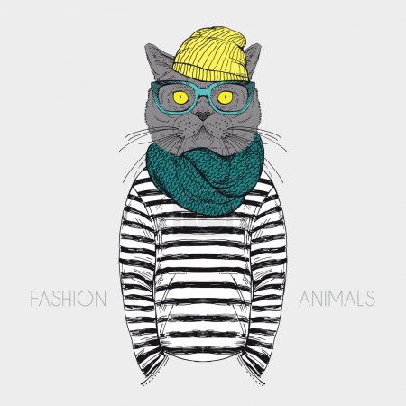 Fashion anthropomorphic character of cat