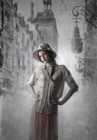 Young beautiful vintage woman
