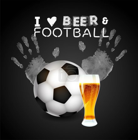Sports Bar Menu card design template. Football and beer background