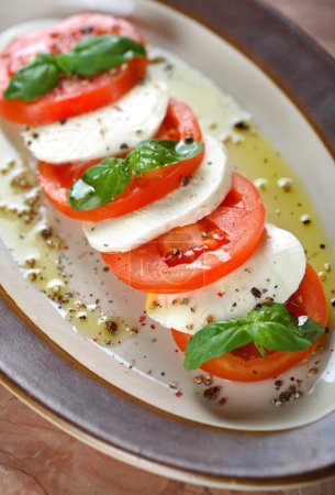 Tomatoes with cottage cheese and basil
