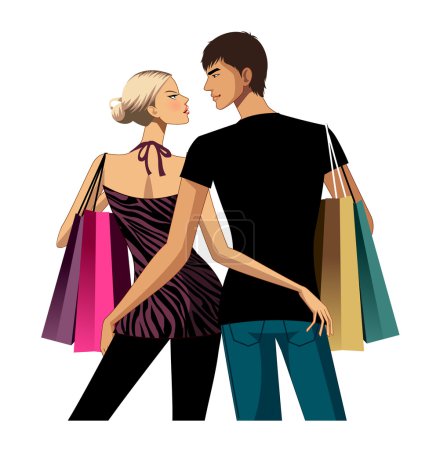 Couple with shopping bags