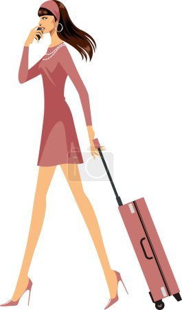 Woman with phone and luggage